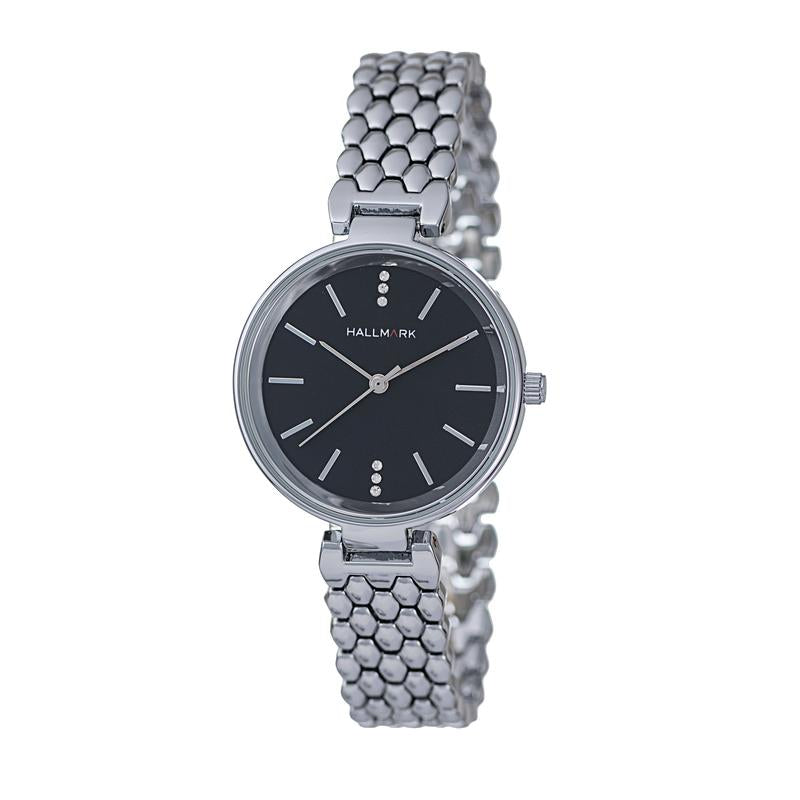 Hallmark Ladies Silver-Tone Honeycomb Bracelet Watch