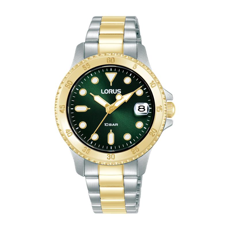 Lorus ladies two tone green date dial