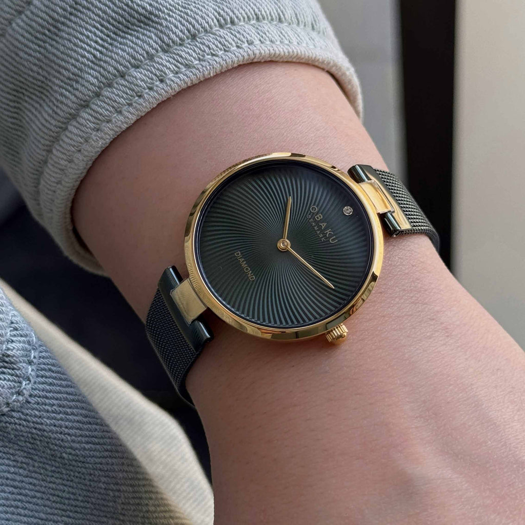 Obaku ladies diamante chartreuse 32mm