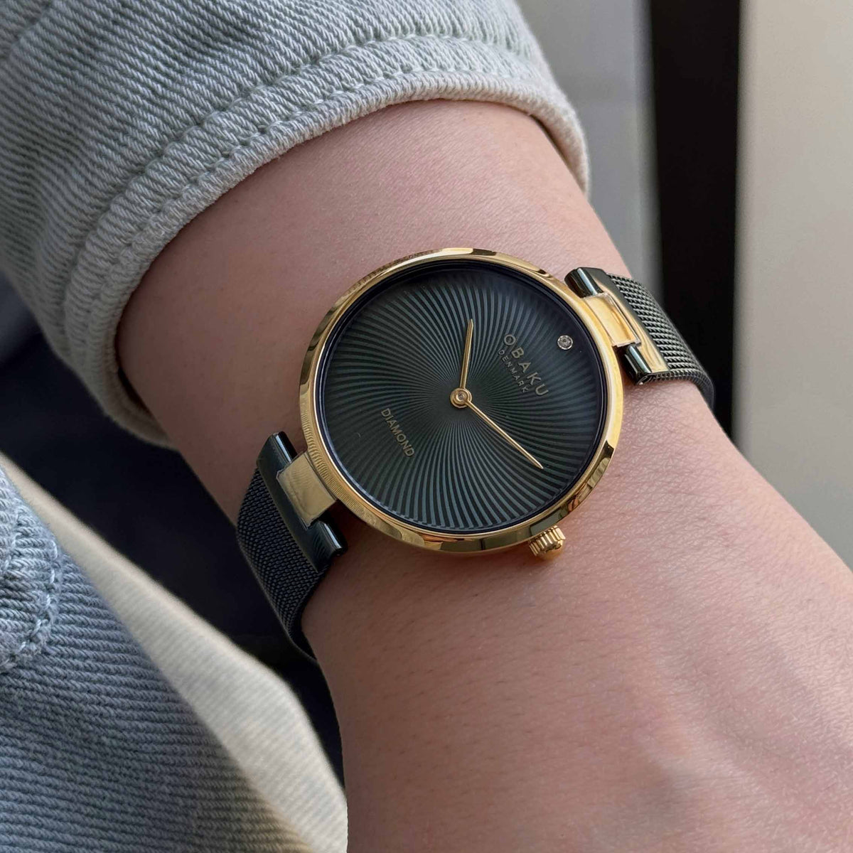 Obaku ladies diamante chartreuse 32mm