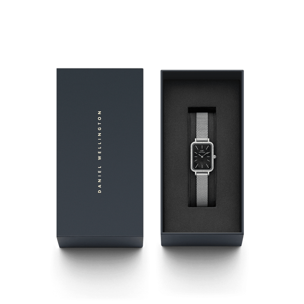 Daniel Wellington Quadro Lumine Bezel Sterling with Black Mother Of Pearl
