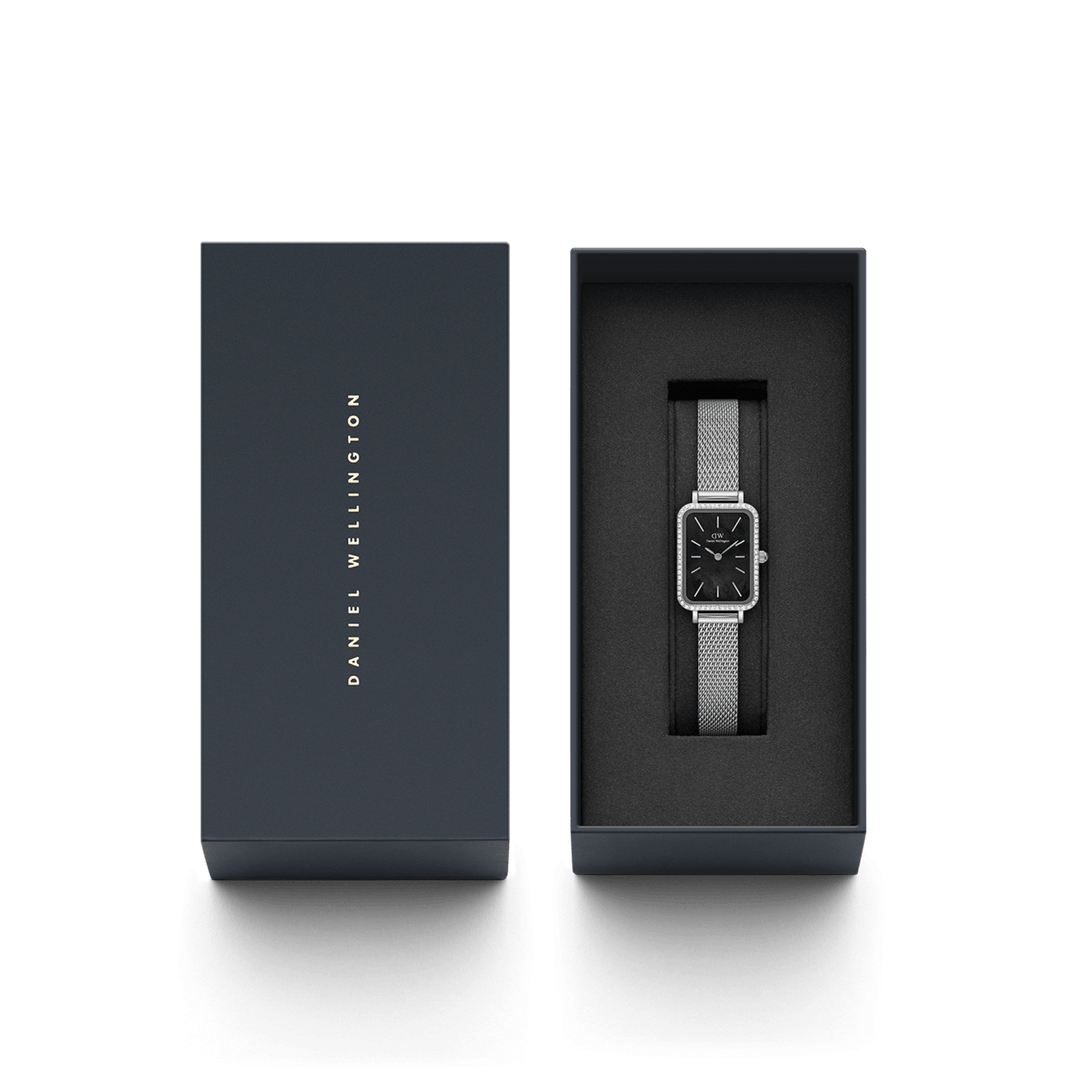 Daniel Wellington Quadro Lumine Bezel Sterling with Black Mother Of Pearl